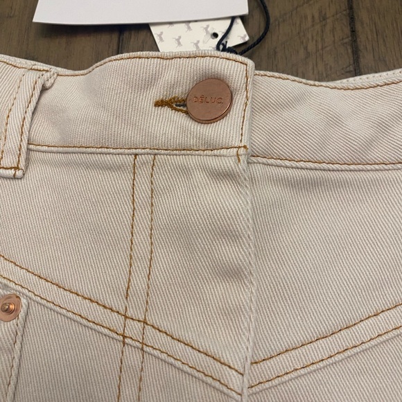 DELUC Raw hem ivory stretch denim skirt M NWT - Picture 2 of 7